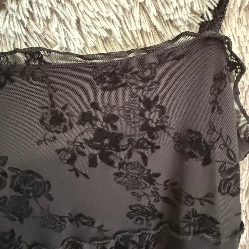 Shein Black Floral Print Mini Dress, Sleeveless, Party, Evening, Cocktail - Picture 3 of 3